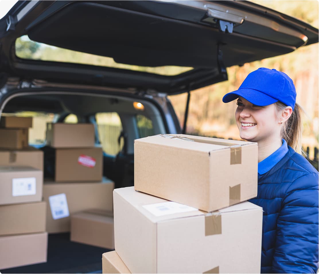 Courier with parcels